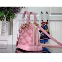 Louis Vuitton LV Women Alma BB Handbag Rosabella Pink Lamb Cowhide Leather (9)