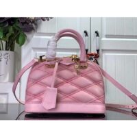 Louis Vuitton LV Women Alma BB Handbag Rosabella Pink Lamb Cowhide Leather (9)