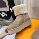 Louis Vuitton LV Women Aspen Platform Ankle Boot Beige Suede Calf Leather Shearling - immagine 8