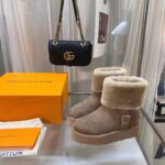 Louis Vuitton LV Women Aspen Platform Ankle Boot Beige Suede Calf Leather Shearling - immagine 2