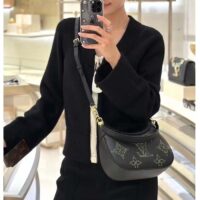Louis Vuitton LV Women Bagatelle Black Handbag Black Monogram Empreinte Grained Cowhide Leather Studs (5)