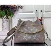 Louis Vuitton LV Women Bella Bucket Bag Gray Mahina Perforated Calfskin Leather Microfiber Lining (10)