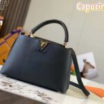 Louis Vuitton LV Women Capucines BB Handbag Black Taurillon Cowhide Leather Gold-Color Hardware - Image 2