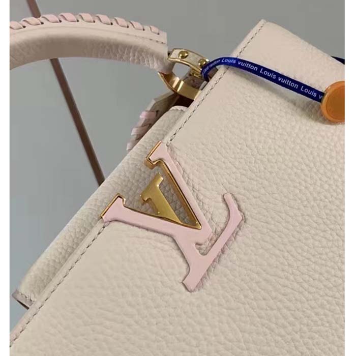 Louis Vuitton LV Women Capucines BB Handbag Cream Beige Pearly Pink Taurillon Cowhide Leather (13)