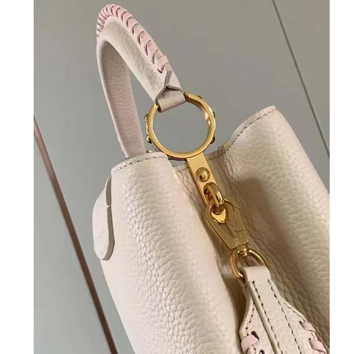Louis Vuitton LV Women Capucines BB Handbag Cream Beige Pearly Pink Taurillon Cowhide Leather (2)