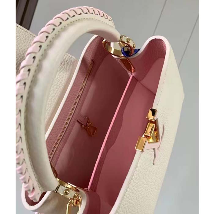 Louis Vuitton LV Women Capucines BB Handbag Cream Beige Pearly Pink Taurillon Cowhide Leather (5)