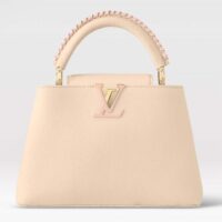 Louis Vuitton LV Women Capucines BB Handbag Cream Beige Pearly Pink Taurillon Cowhide Leather (6)