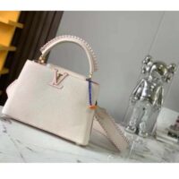 Louis Vuitton LV Women Capucines BB Handbag Cream Beige Pearly Pink Taurillon Cowhide Leather (6)