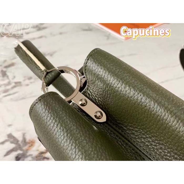 Louis Vuitton LV Women Capucines BB Handbag Kaki Dark Green Taurillon Cowhide Leather (1)