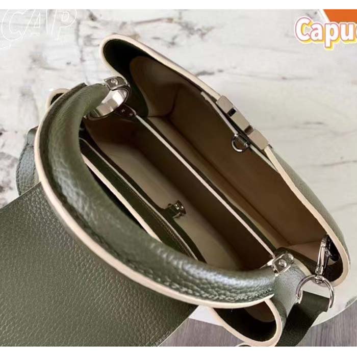 Louis Vuitton LV Women Capucines BB Handbag Kaki Dark Green Taurillon Cowhide Leather (10)