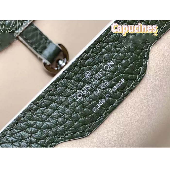 Louis Vuitton LV Women Capucines BB Handbag Kaki Dark Green Taurillon Cowhide Leather (12)