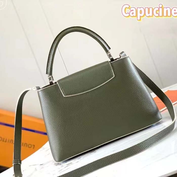 Louis Vuitton LV Women Capucines BB Handbag Kaki Dark Green Taurillon Cowhide Leather (4)