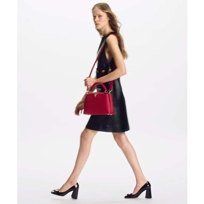 Louis Vuitton LV Women Capucines BB Handbag Scarlet Red Taurillon Cowhide Leather (10)