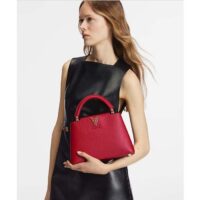 Louis Vuitton LV Women Capucines BB Handbag Scarlet Red Taurillon Cowhide Leather (11)