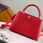 Louis Vuitton LV Women Capucines BB Handbag Scarlet Red Taurillon Cowhide Leather - Imagen 2
