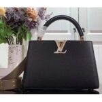 Louis Vuitton LV Women Capucines MM Handbag Black Fusain Cognac Taurillon Cowhide Leather - Bild 2