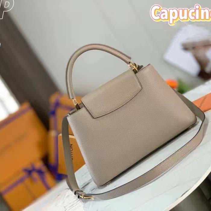 Louis Vuitton LV Women Capucines MM Handbag Galet Gray Taurillon Cowhide Leather (11)