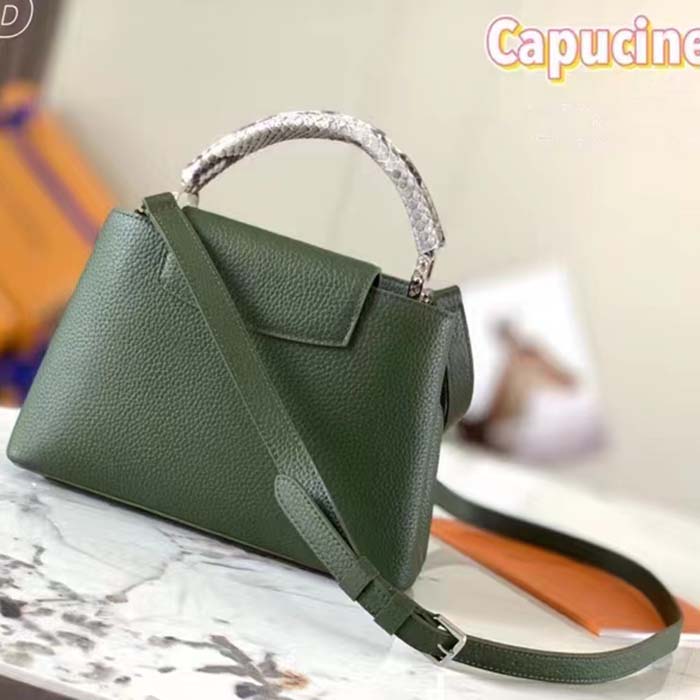 Louis Vuitton LV Women Capucines MM Handbag Taurillon Cowhide Leather Python Trim (12)