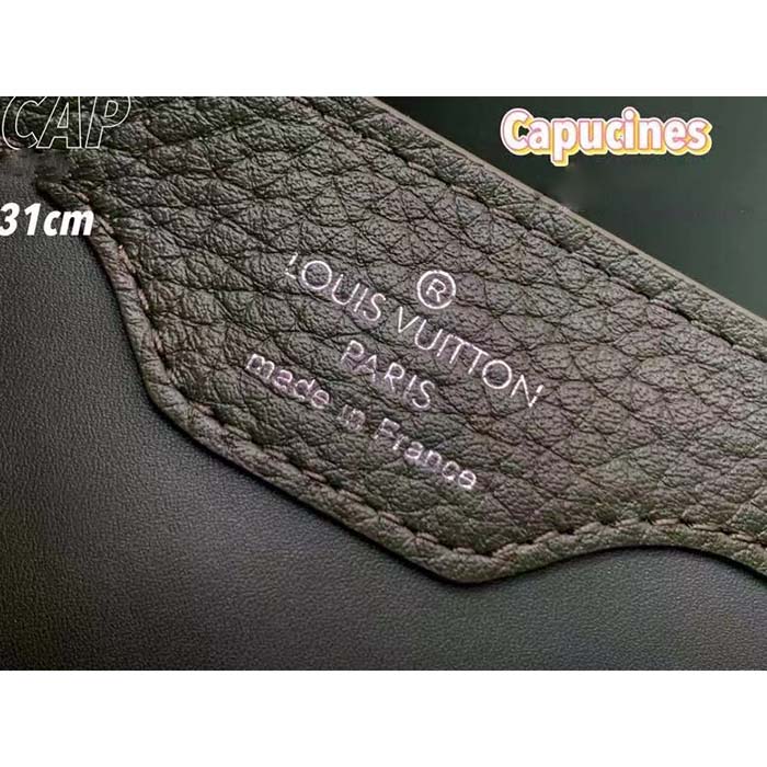 Louis Vuitton LV Women Capucines MM Handbag Taurillon Cowhide Leather Python Trim (13)