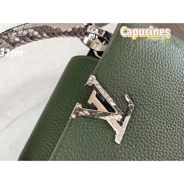 Louis Vuitton LV Women Capucines MM Handbag Taurillon Cowhide Leather Python Trim (3)
