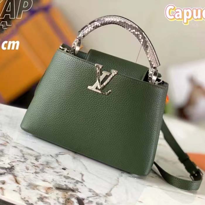 Louis Vuitton LV Women Capucines MM Handbag Taurillon Cowhide Leather Python Trim (8)