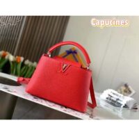 Louis Vuitton LV Women Capucines Mini Handbag Scarlet Red Taurillon Cowhide Leather (1)