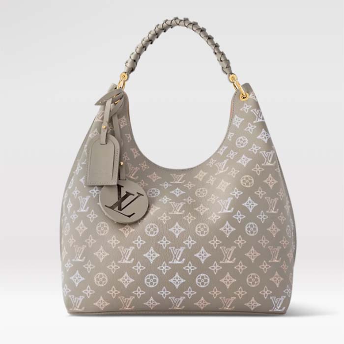 Louis Vuitton LV Women Carmel Hobo Bag Gray Mahina Perforated Calfskin Leather