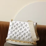 Louis Vuitton LV Women Coussin PM Handbag Silver Lambskin Cowhide Lining