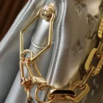 Louis Vuitton LV Women Coussin PM Handbag Silver Lambskin Cowhide Lining