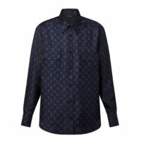 Louis Vuitton LV Women LV Monogram Silk Pleated Shirt Silk Navy (10)