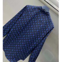 Louis Vuitton LV Women LV Monogram Silk Pleated Shirt Silk Navy (10)