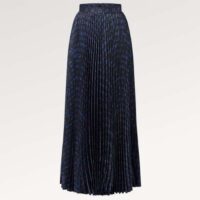 Louis Vuitton LV Women LV Monogram Silk Pleated Skirt Silk Navy