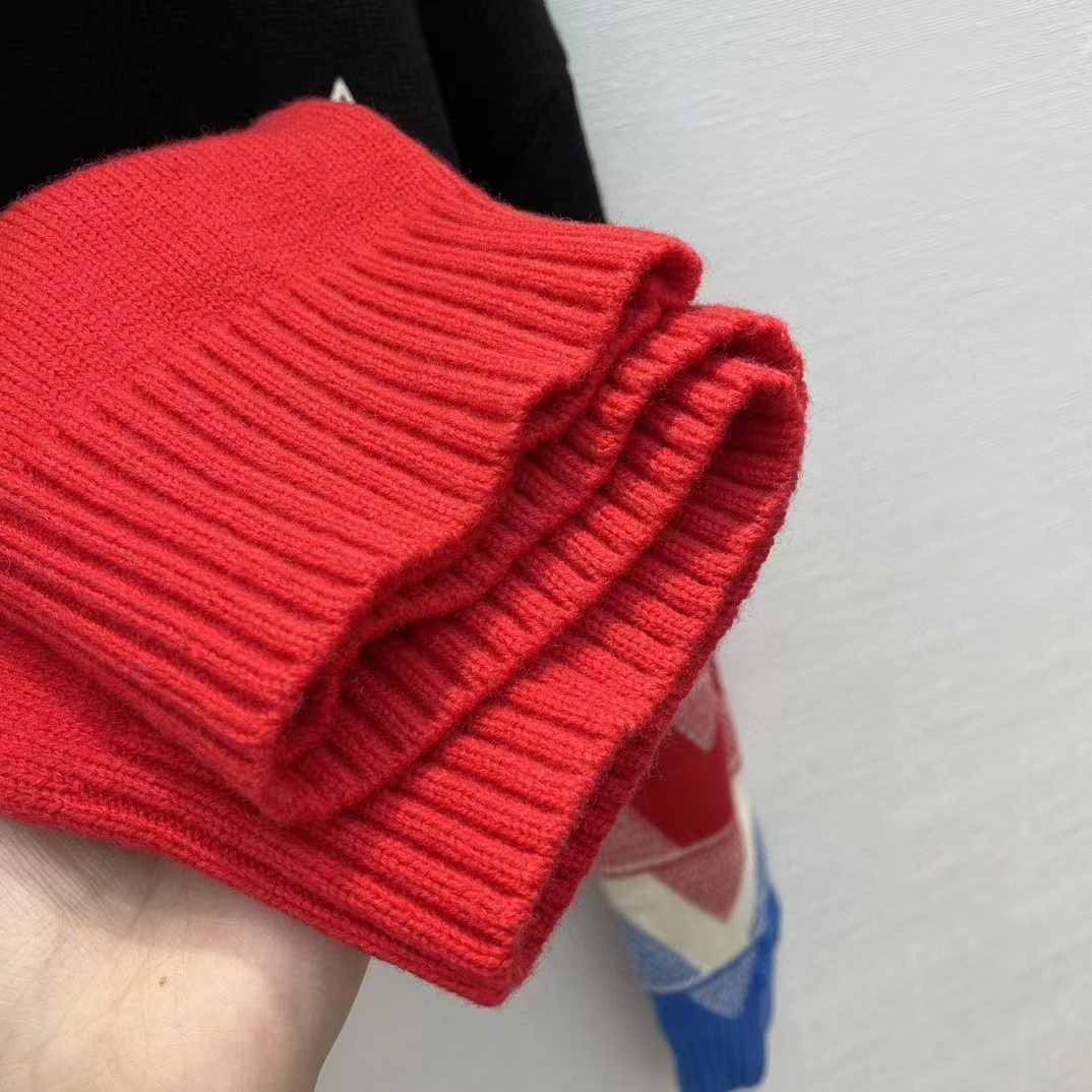 Louis Vuitton LV Women LV Tricolor Knit High Neck Pullover Cashmere Bright Red