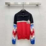 Louis Vuitton LV Men LV Tricolor Knit High Neck Pullover Cashmere Bright Red – Image 2