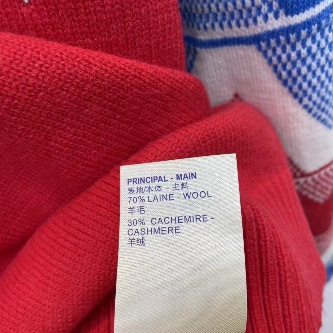 Louis Vuitton LV Women LV Tricolor Knit High Neck Pullover Cashmere Bright Red