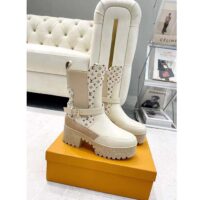 Louis Vuitton LV Women Laureate Platform Desert Boot Beige Calf Leather Treaded Rubber Outsole (8)