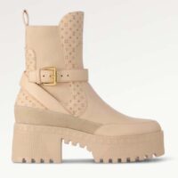 Louis Vuitton LV Women Laureate Platform Desert Boot Beige Calf Leather Treaded Rubber Outsole