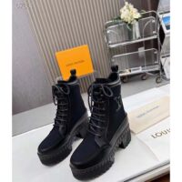 Louis Vuitton LV Women Laureate Platform Desert Boot Black Textile Leather Laces Treaded Rubber (5)