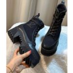 Louis Vuitton LV Women Laureate Platform Desert Boot Black Textile Leather Laces Treaded Rubber - Image 7