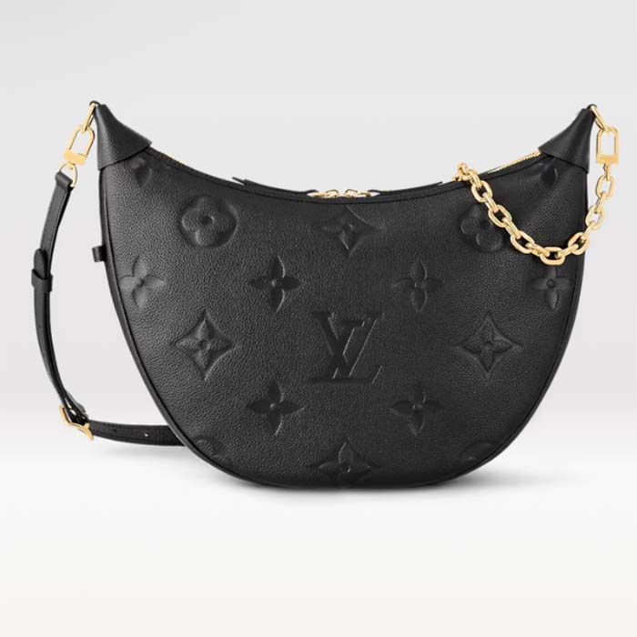 ouis Vuitton LV Women Loop Hobo Black Monogram Empreinte Embossed Grained Cowhide Leather