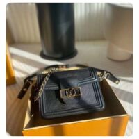 Louis Vuitton LV Women Mini Dauphine Handbag Black Epi Grained Cowhide Leather Microfiber Lining (1)