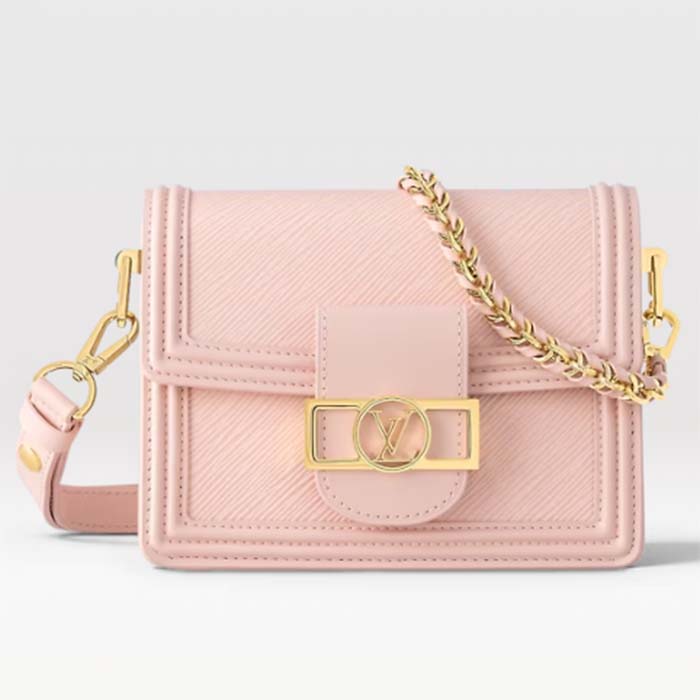 Louis Vuitton LV Women Mini Dauphine Handbag Pink Epi Grained Cowhide Leather