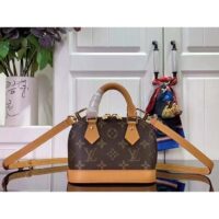 Louis Vuitton LV Women Nano Alma Handbag Monogram Coated Canvas Natural Cowhide Leather (7)