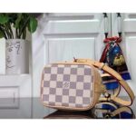 Louis Vuitton LV Women Nano Noé Bucket Bag Dragon Fruit Pink Damier Azur Coated Canvas - Image 6