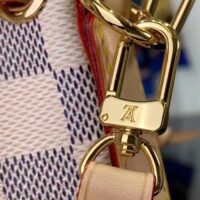 Louis Vuitton LV Women Nano Noé Bucket Bag Dragon Fruit Pink Damier Azur Coated Canvas (5)