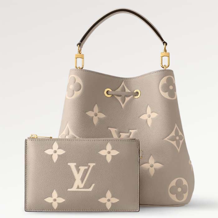 Louis Vuitton LV Women NéoNoé MM Bucket Bag Tourterelle Gray Cream Embossed Grained Cowhide Leather (12)