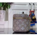 Louis Vuitton LV Women Nice Mini Toiletry Pouch Gray Mahina Perforated Calfskin Leather - Image 3