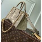 Louis Vuitton LV Women OnTheGo East West Dove Cream Embossed Grained Cowhide Leather - Image 4