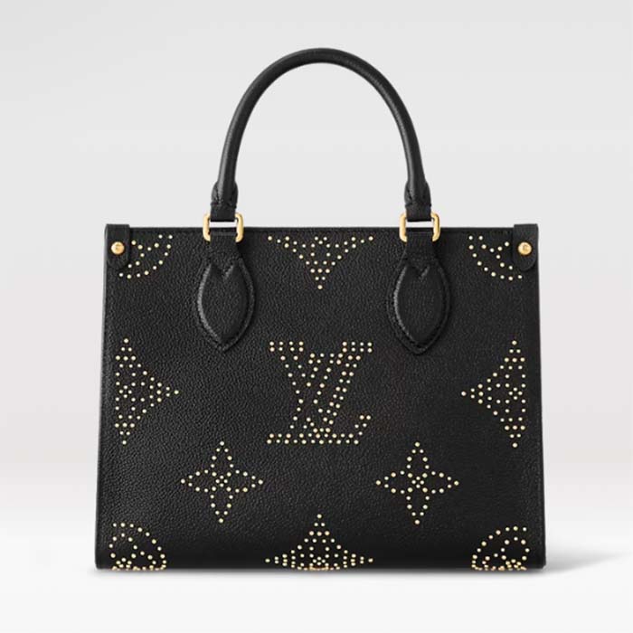 Louis Vuitton LV Women Onthego PM Black Monogram Empreinte Grained Cowhide Leather Studs
