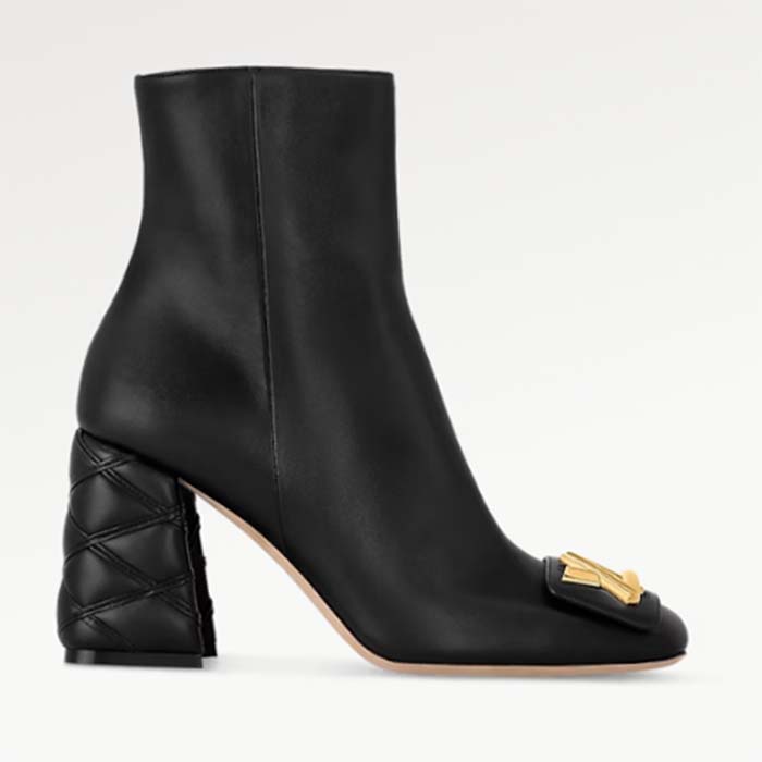 Louis Vuitton LV Women Shake Ankle Boot Black Lambskin Side Zip Leather Outsole